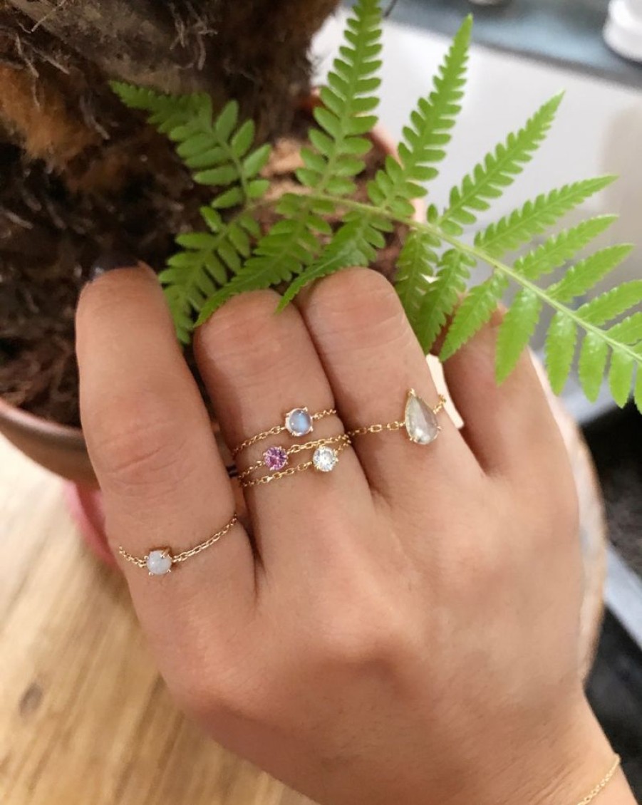 Jewelry YI Collection Chain Rings | Rainbow Moonstone Chain Ring