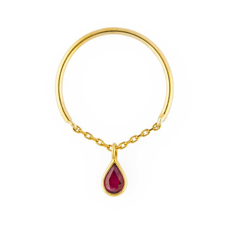 Jewelry YI Collection Single Gemstones | Ruby Drop Half Chain Ring