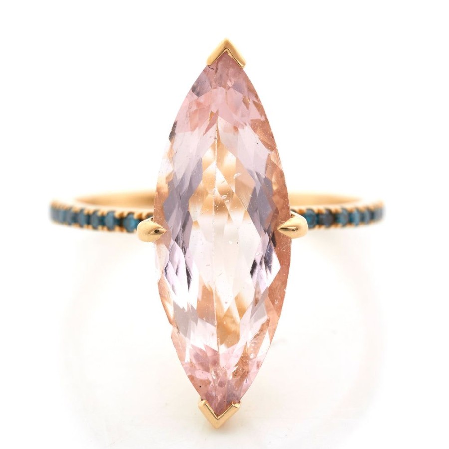 Jewelry YI Collection Something Bigger | Morganite & Blue Diamond Supreme Charm Ring