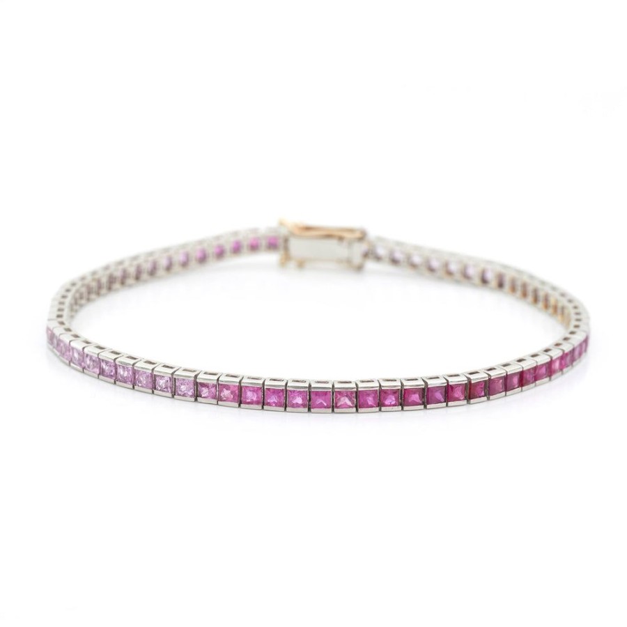 Jewelry YI Collection | Ruby & Pink Sapphire Ombre Tennis Bracelet