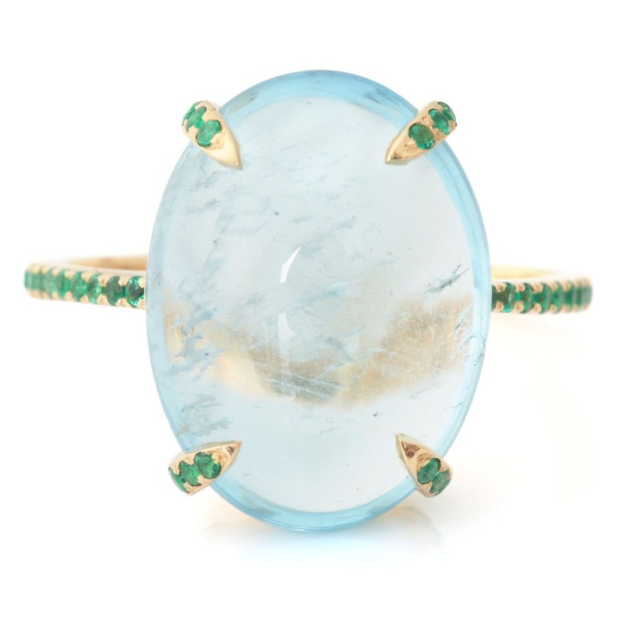 Jewelry YI Collection Something Bigger | Aquamarine & Emerald Spring Globe Ring