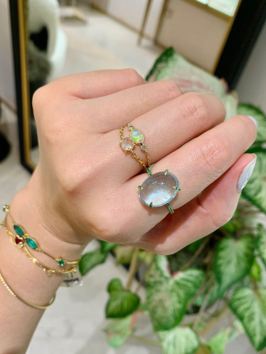 Jewelry YI Collection Something Bigger | Aquamarine & Emerald Spring Globe Ring