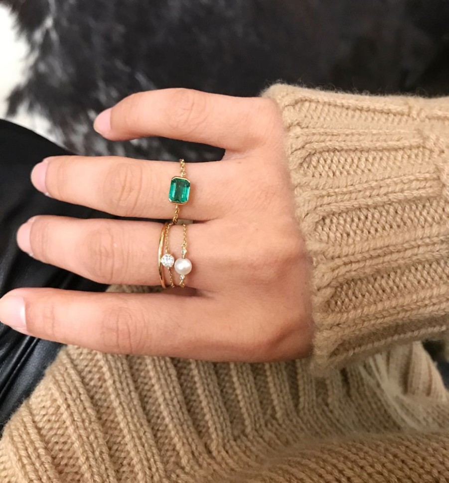 Jewelry YI Collection Chain Rings | Emerald Supreme Chain Ring