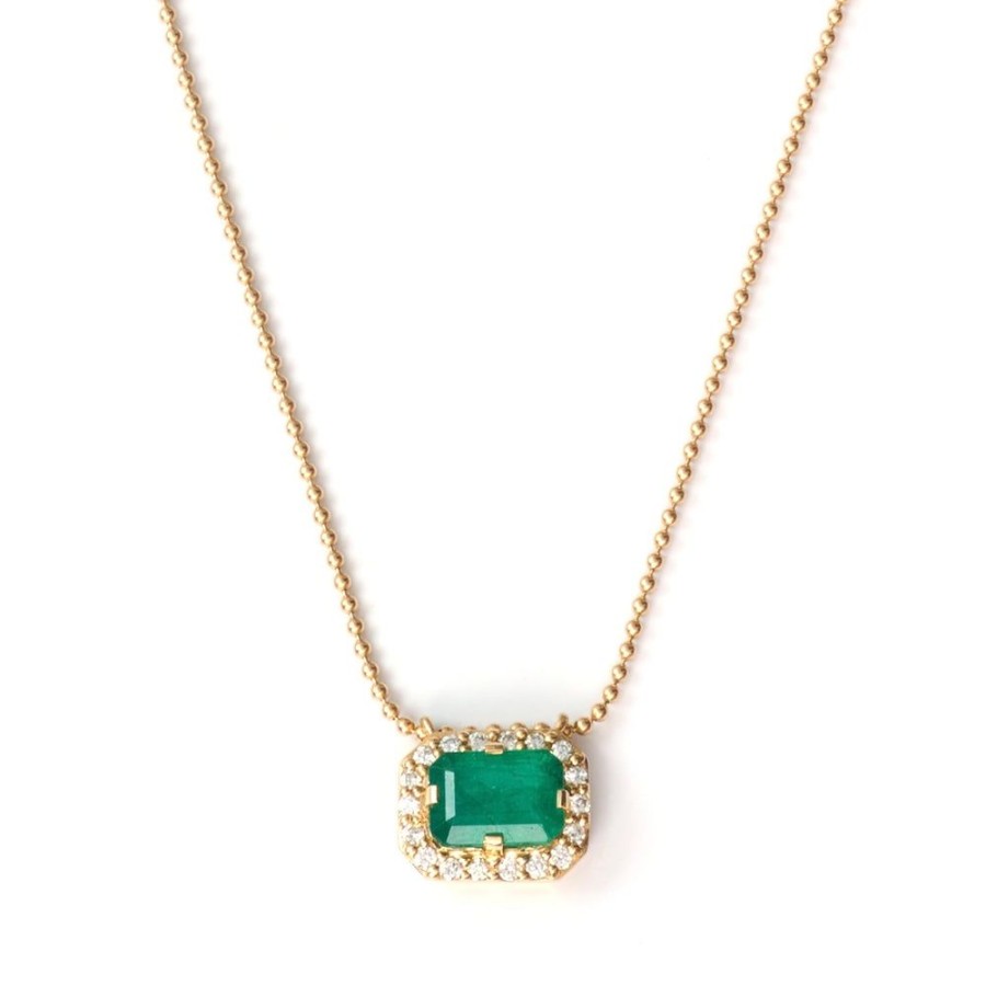 Jewelry YI Collection | Emerald & Diamond Frame Necklace