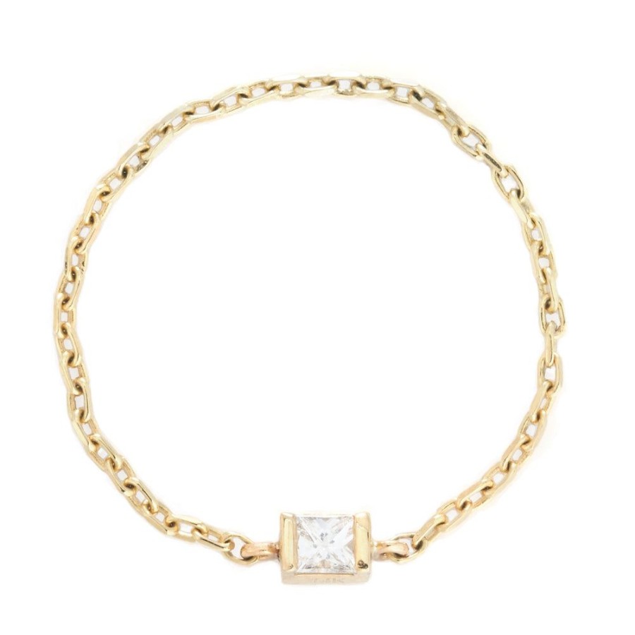 Jewelry YI Collection Chain Rings | Diamond Princess Cut Chain Ring