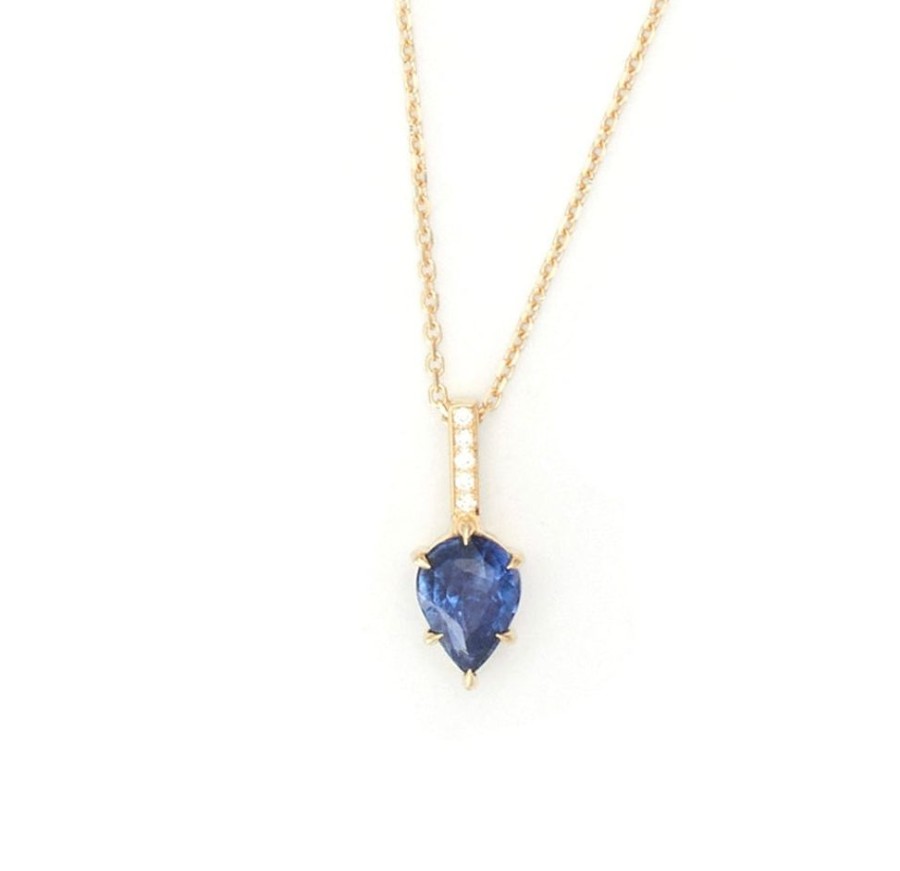 Jewelry YI Collection | Ceylon Sapphire & Diamond Arrow Necklace