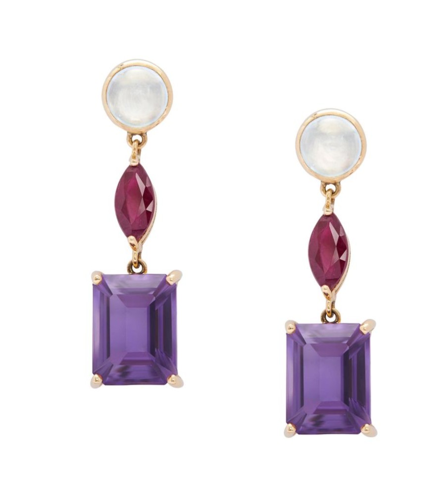 Jewelry YI Collection | Topaz Ruby Amethyst Beijing Nights Earrings