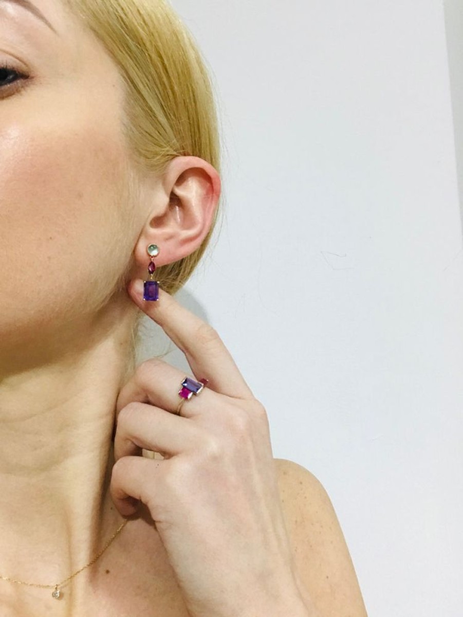 Jewelry YI Collection | Topaz Ruby Amethyst Beijing Nights Earrings