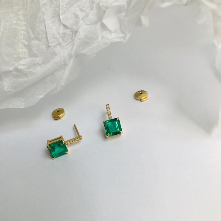 Jewelry YI Collection | Emerald & Diamond Awakening Pave Earrings