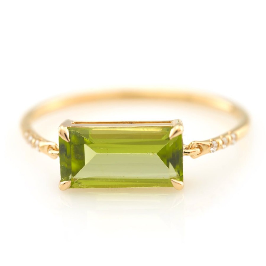 Jewelry YI Collection Single Gemstones | Peridot Petite Diamond Circle Ring