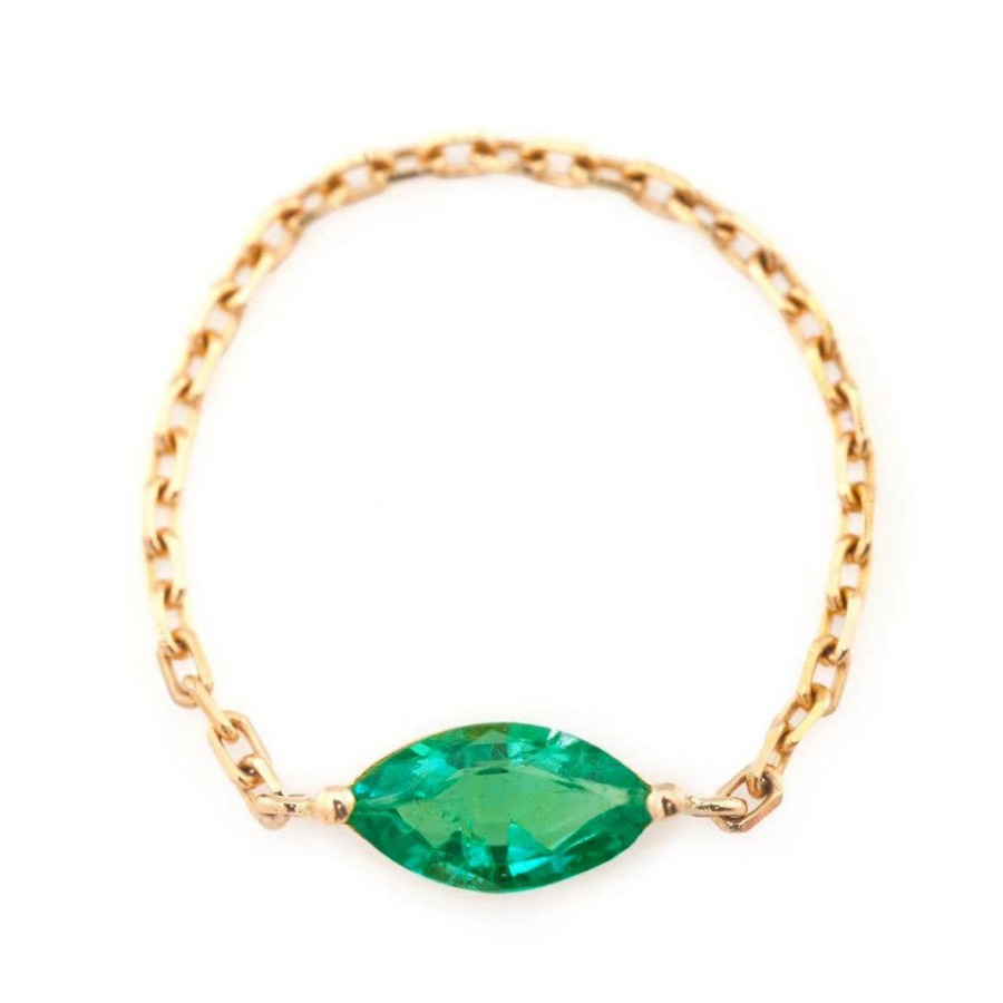 Jewelry YI Collection Single Gemstones | Emerald Marquise Supreme Chain Ring