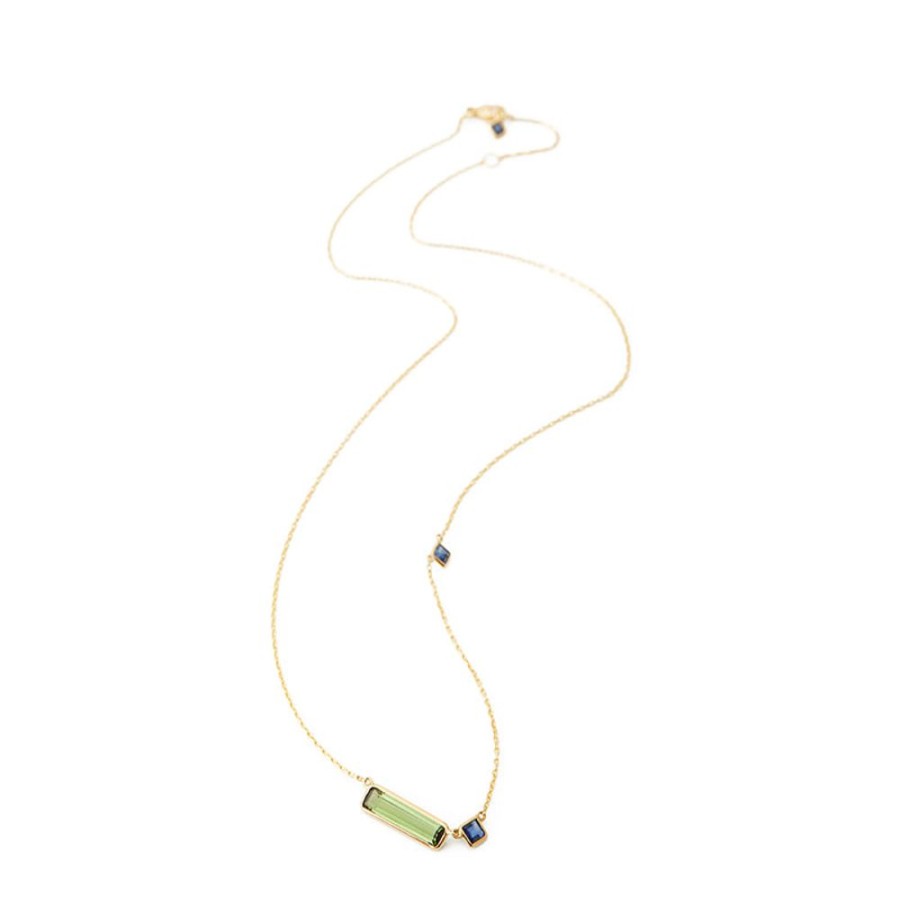 Jewelry YI Collection | Green Tourmaline & Sapphire Bar Necklace