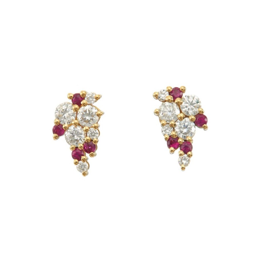 Jewelry YI Collection | Diamond & Ruby Cluster Earrings