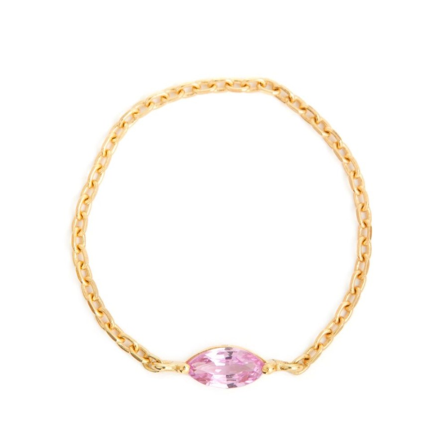 Jewelry YI Collection | Pink Sapphire Petite Marquise Chain Ring