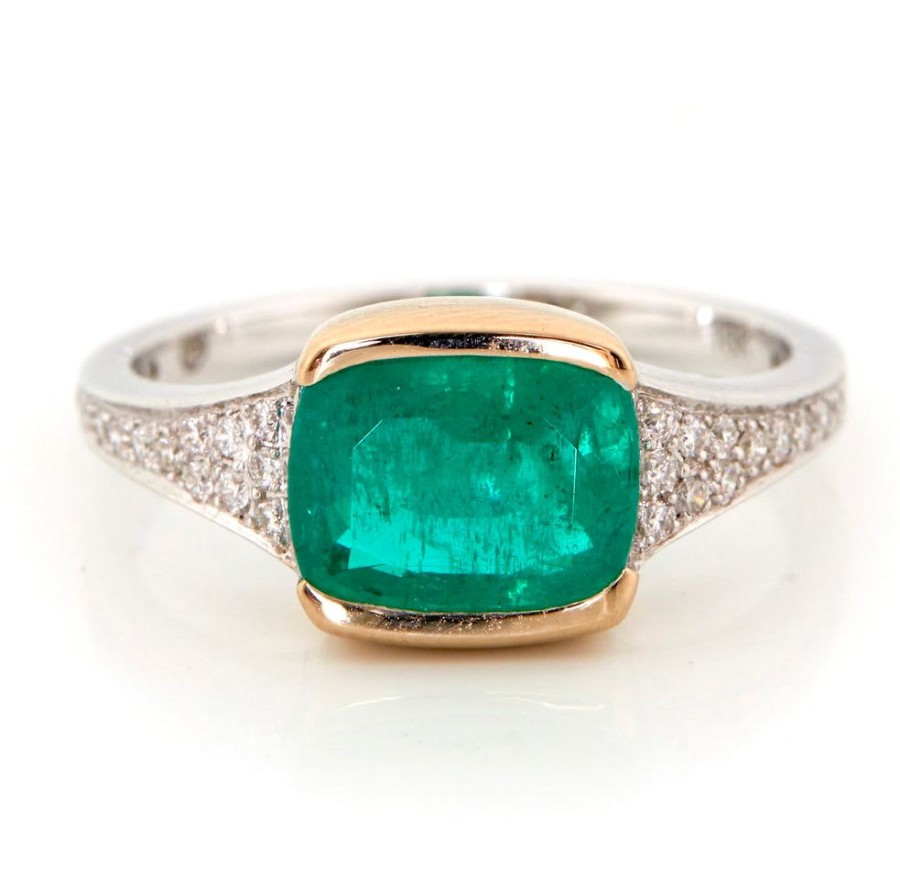 Jewelry YI Collection | Cushion Cut Emerald And Diamond Eternal Ring