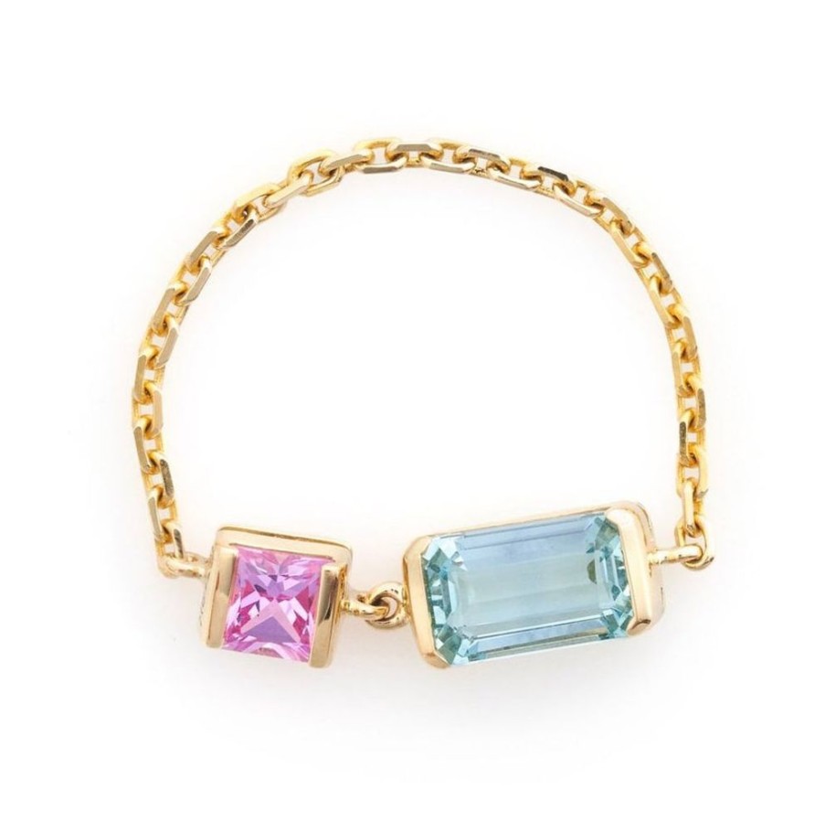 Jewelry YI Collection Chain Rings | Tourmaline & Pink Sapphire Chain Ring