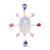 Jewelry YI Collection | Chalcedony, Tanzanite, Ruby & Pink Sapphire Pendant/Brooch