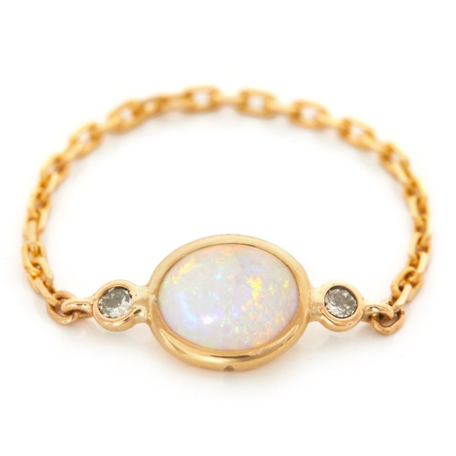 Jewelry YI Collection Chain Rings | Opal & Diamond Eos Chain Ring