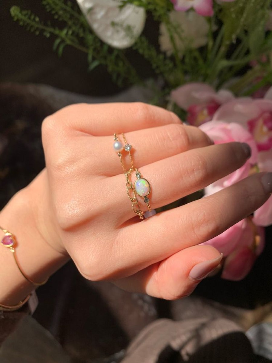 Jewelry YI Collection Chain Rings | Opal & Diamond Eos Chain Ring