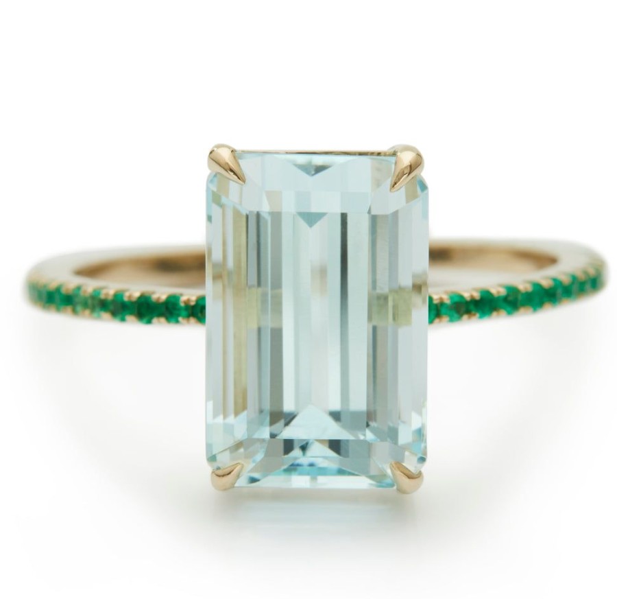 Jewelry YI Collection Something Bigger | Aquamarine & Emerald Spring Ring