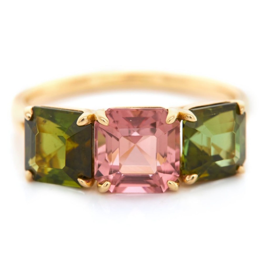 Jewelry YI Collection Something Bigger | Green & Pink Tourmaline Asscher Ring