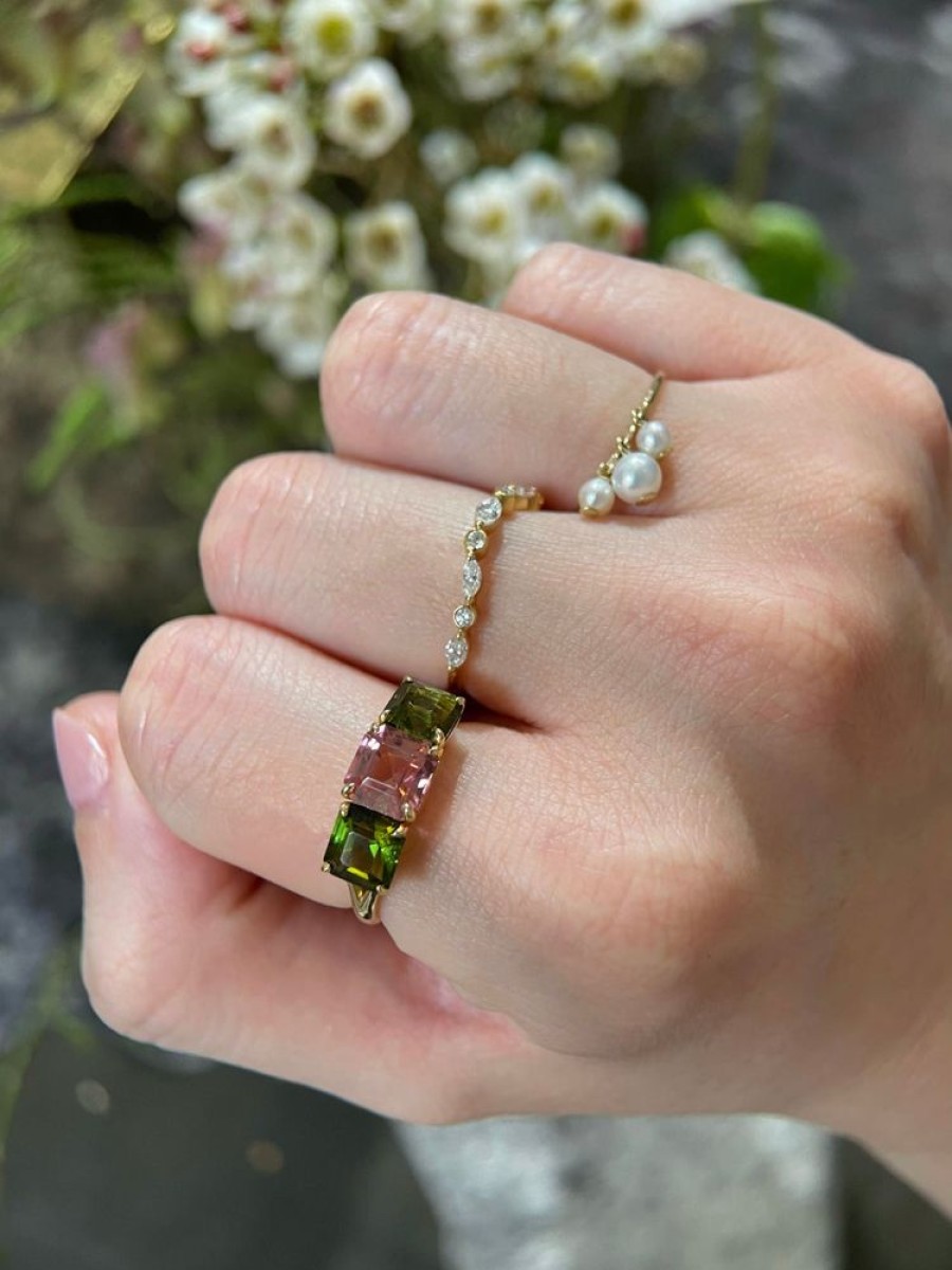 Jewelry YI Collection Something Bigger | Green & Pink Tourmaline Asscher Ring