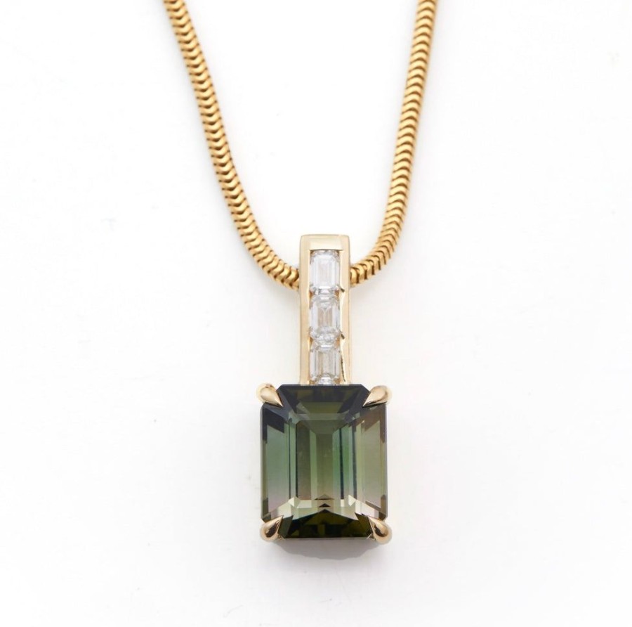 Jewelry YI Collection | Green Ombre Tourmaline & Diamond Supreme Pendant Necklace