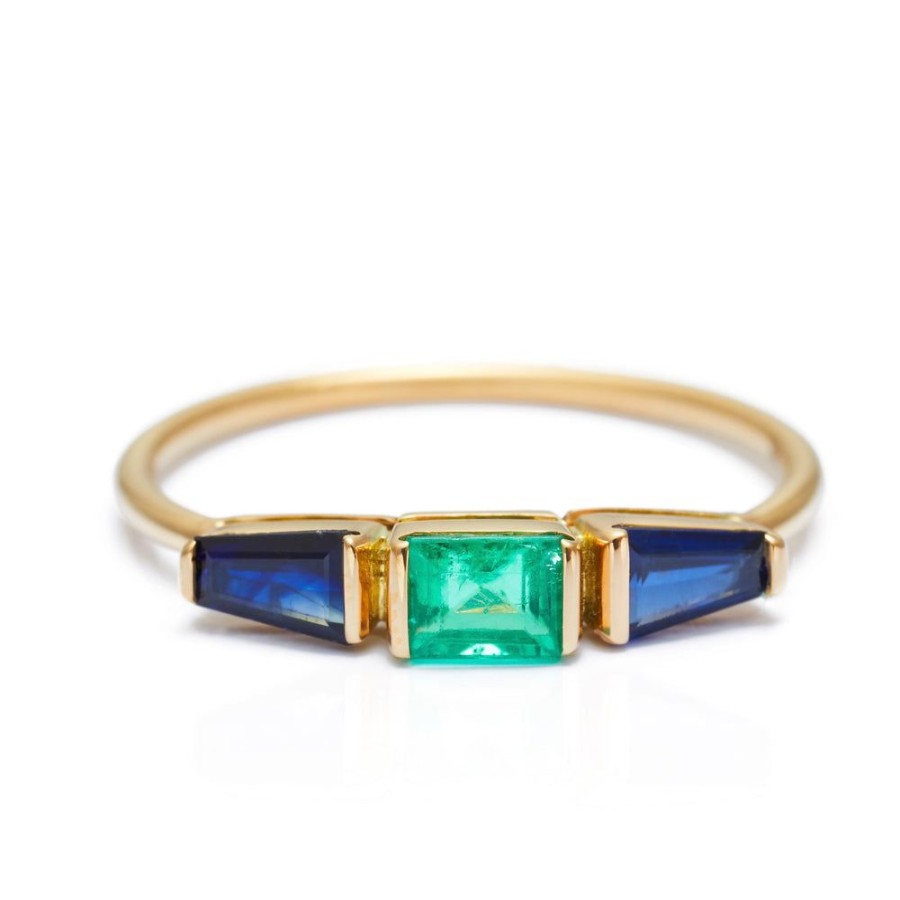 Jewelry YI Collection Triplets | Blue Sapphire & Emerald Triplet Ring