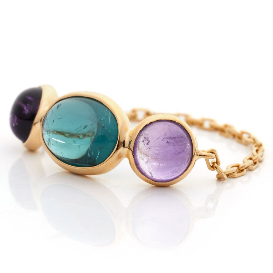 Jewelry YI Collection Triplets | Indicolite & Amethyst Eos Chain Ring