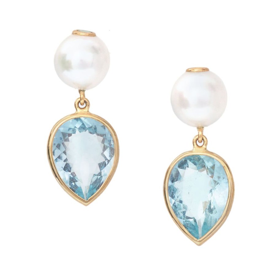 Jewelry YI Collection | Pearl And Aquamarine Neptune Earrings