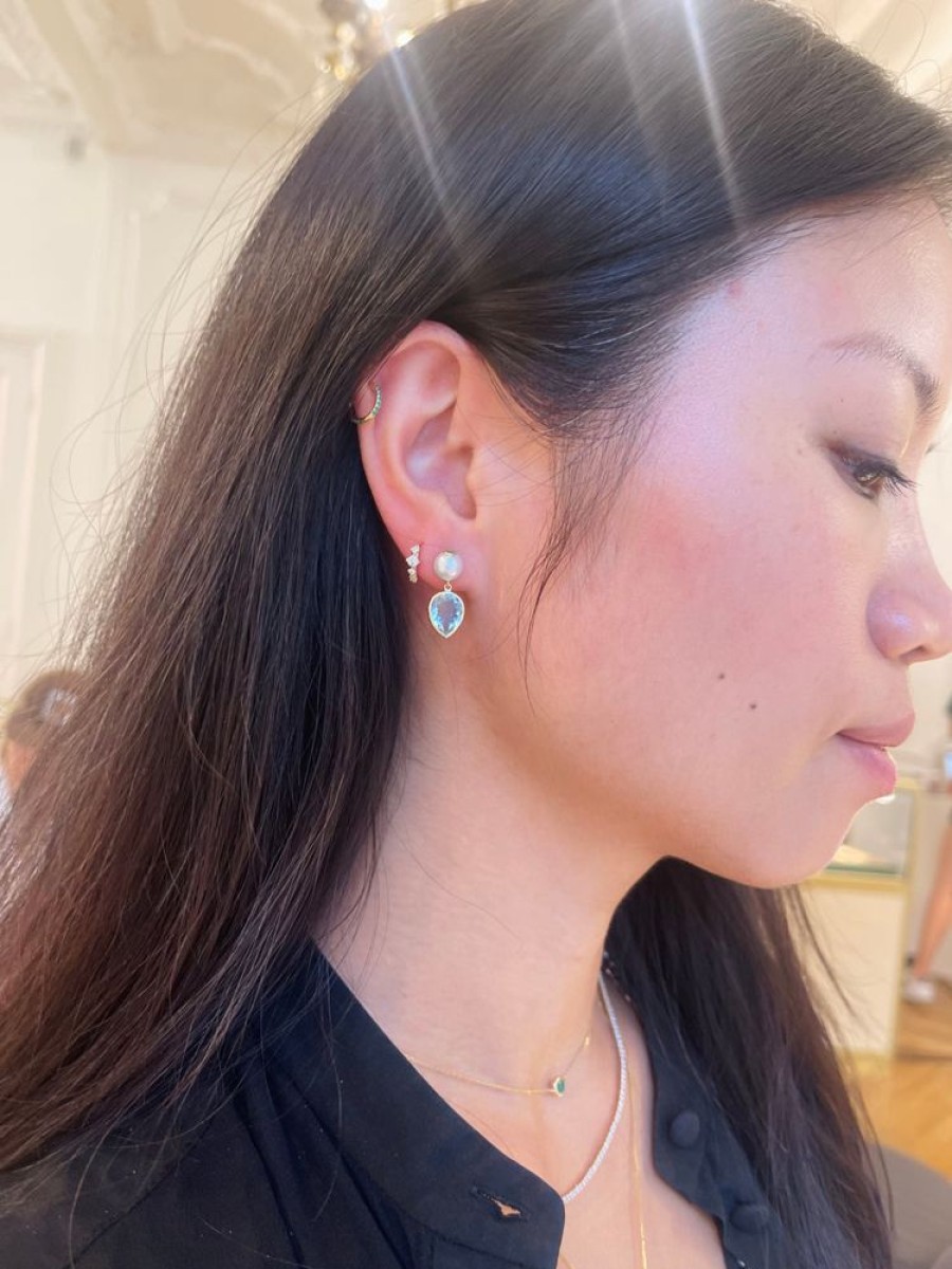 Jewelry YI Collection | Pearl And Aquamarine Neptune Earrings