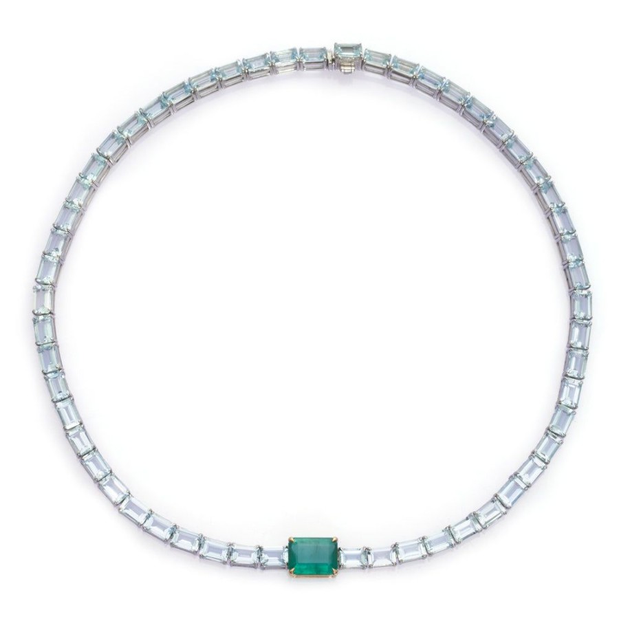 Jewelry YI Collection | Emerald & Aquamarine Demeter Necklace