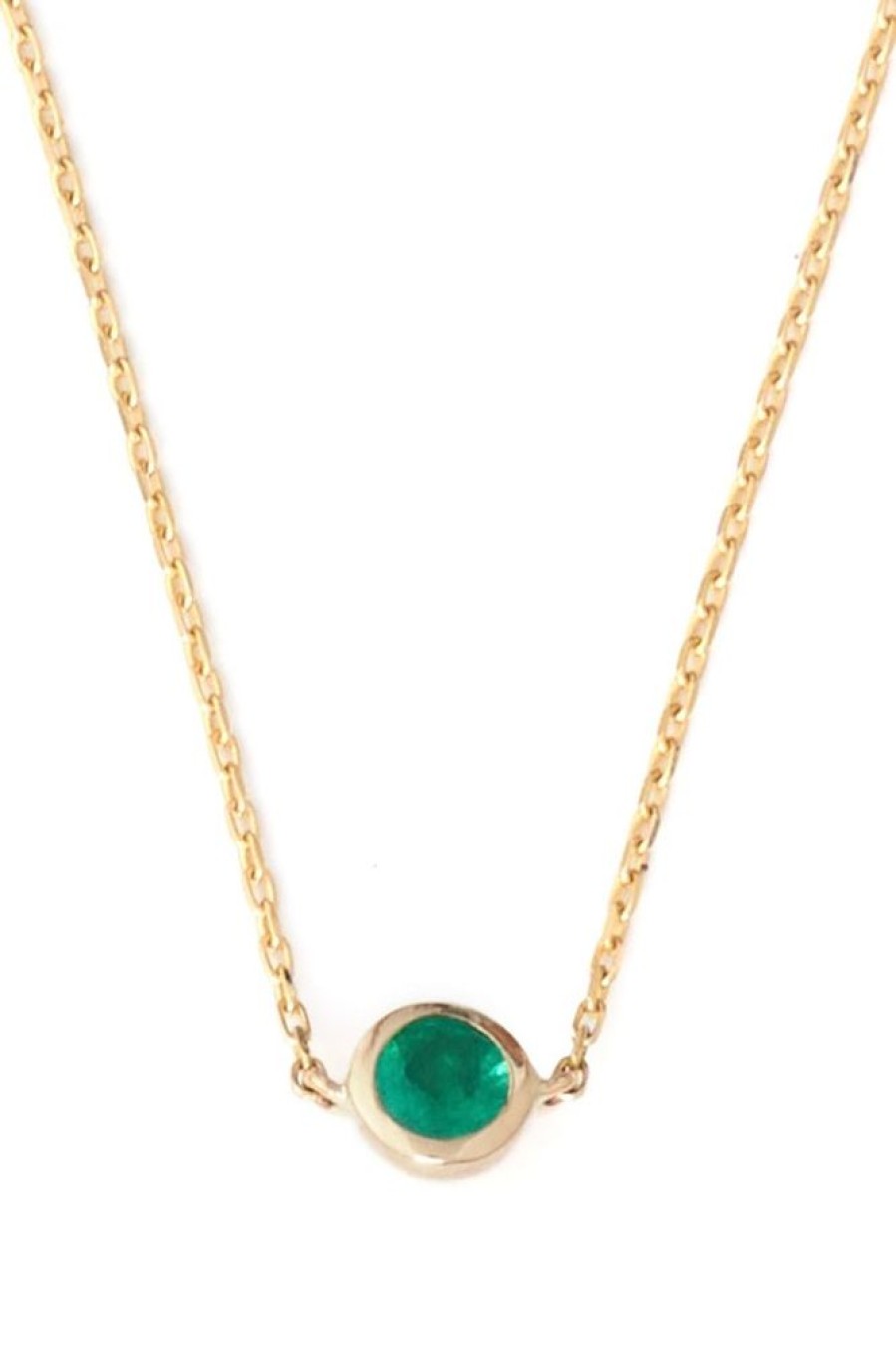 Jewelry YI Collection | Emerald Petite Button Necklace