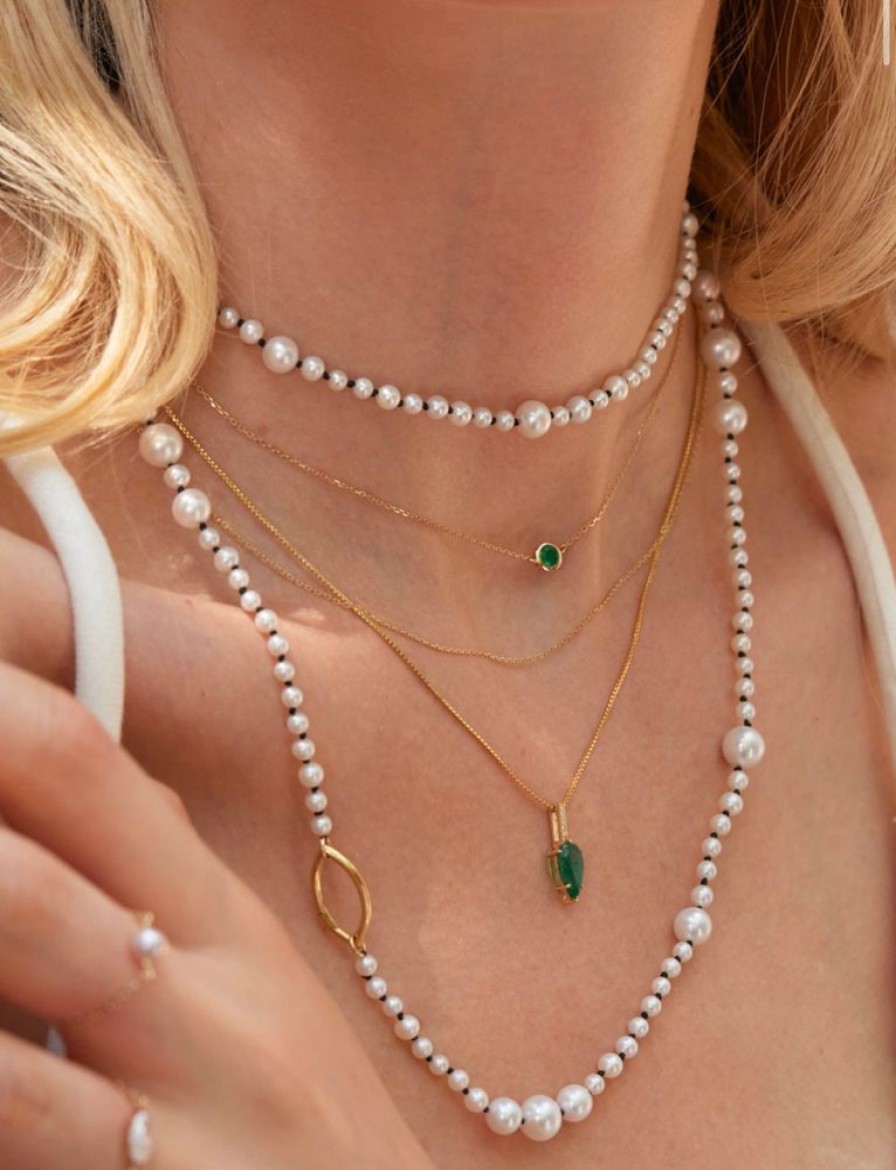 Jewelry YI Collection | Emerald Petite Button Necklace