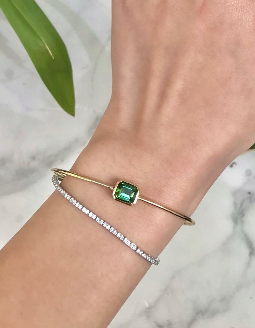 Jewelry YI Collection | Green Tourmaline Linear Bangle