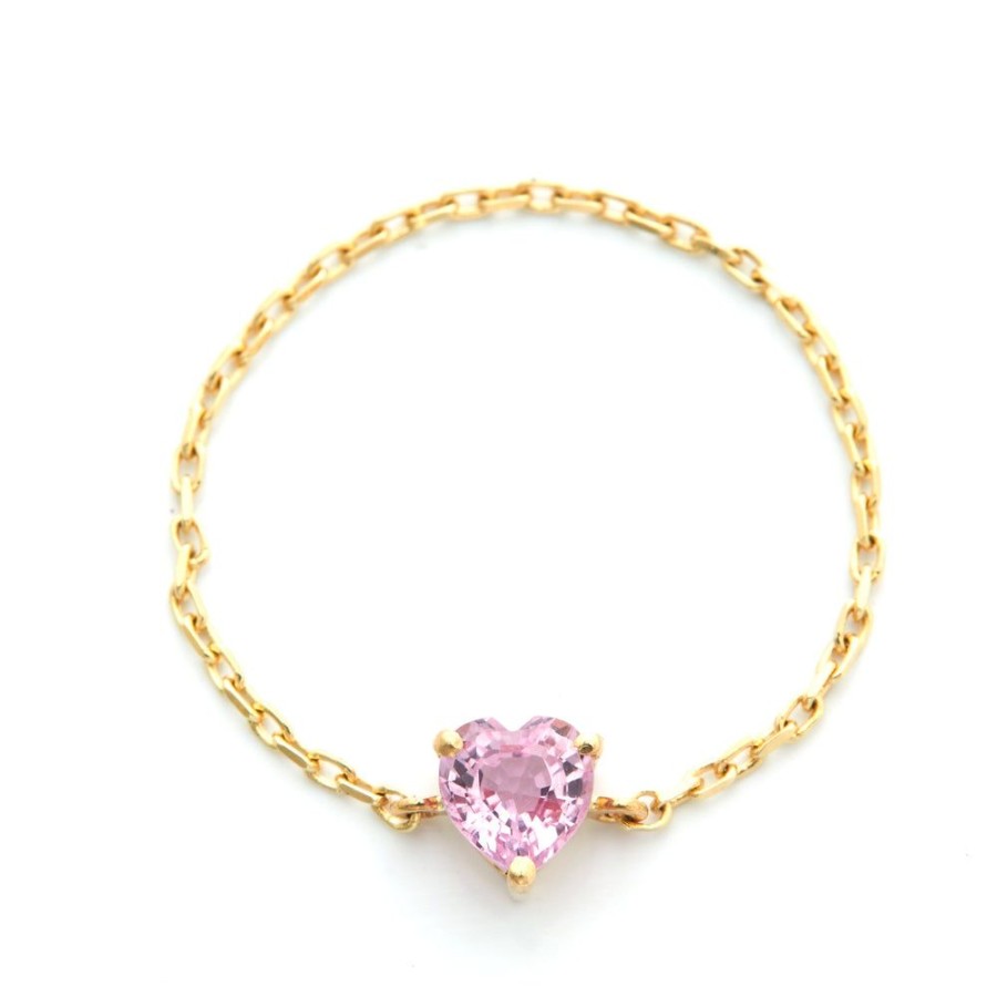 Jewelry YI Collection Single Gemstones | Pink Sapphire Heart Chain Ring