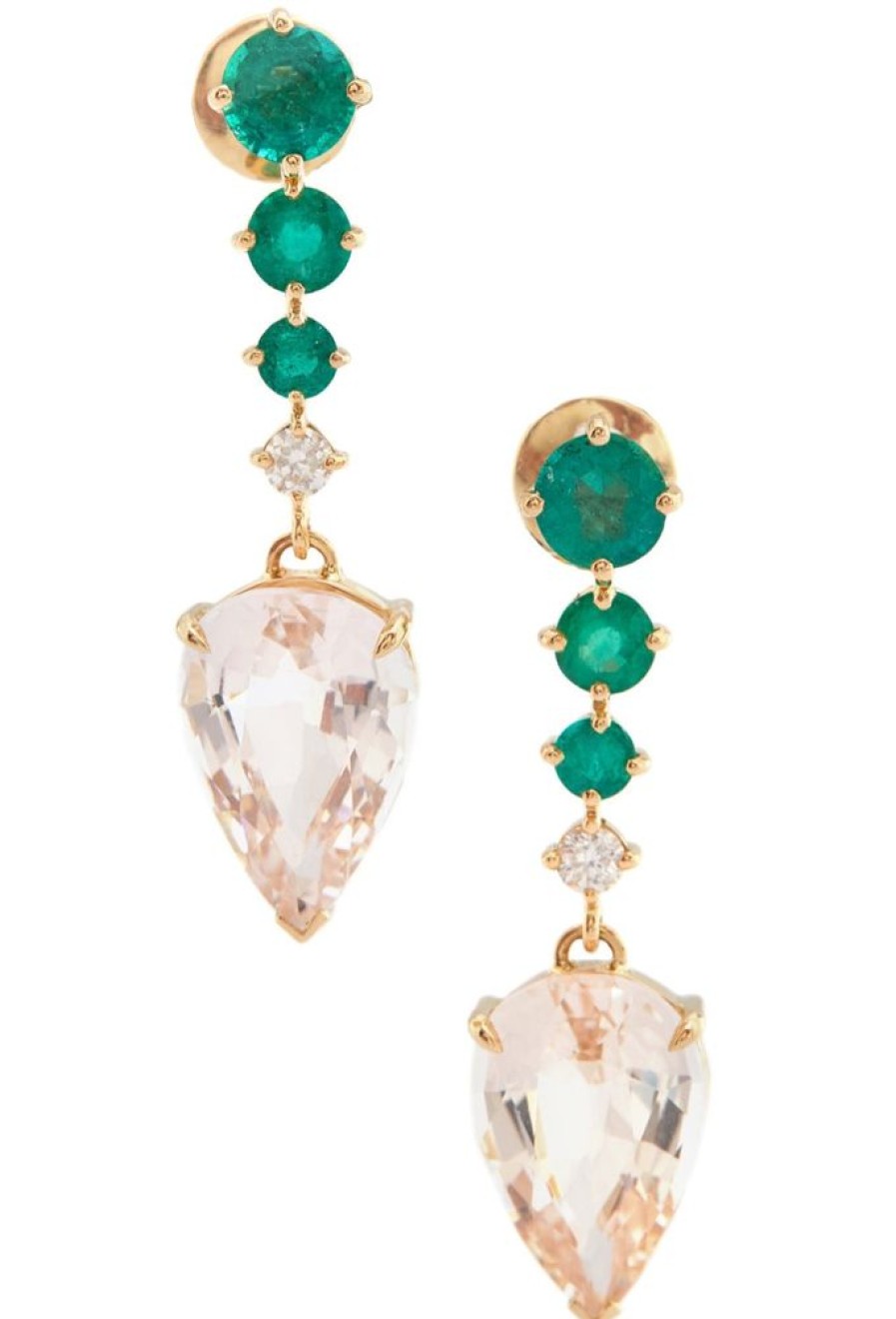 Jewelry YI Collection | Emerald & Diamond & Morganite Arrows Earrings