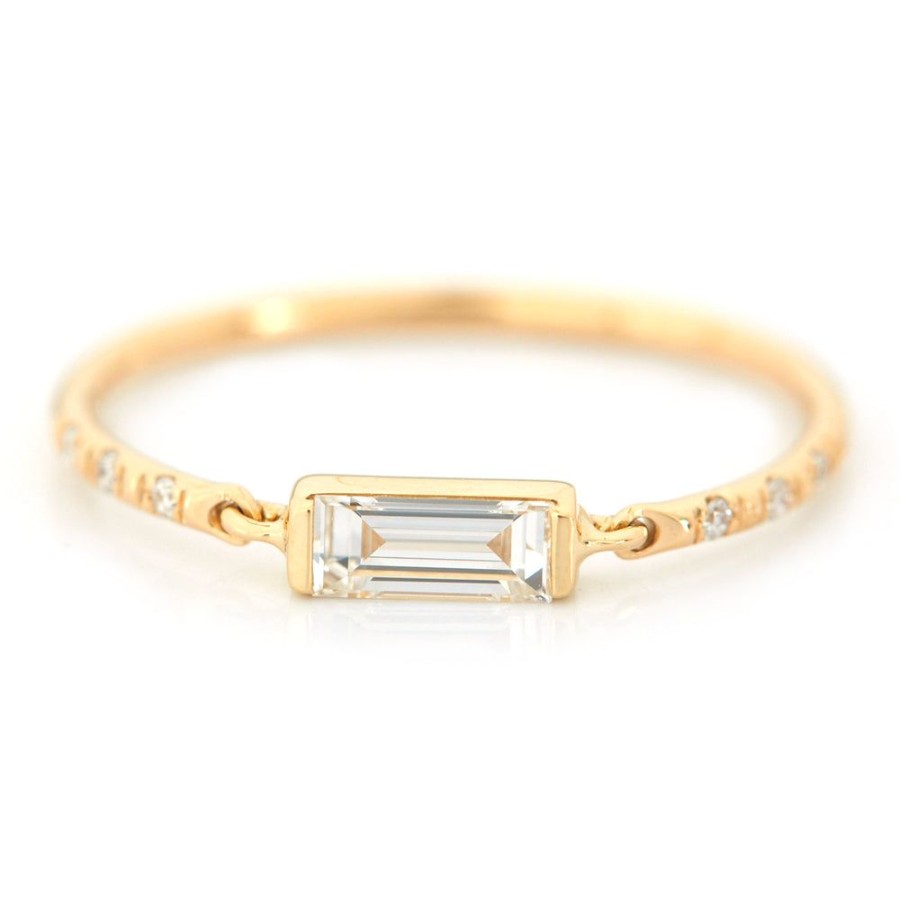 Jewelry YI Collection Diamonds | Petite Circle Diamond Baguette Ring