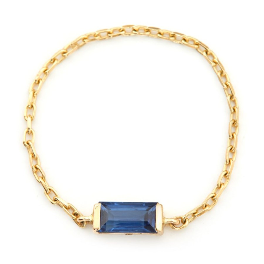 Jewelry YI Collection Single Gemstones | Royal Blue Sapphire Baguette Chain Ring