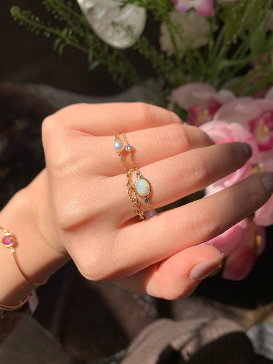 Jewelry YI Collection Triplets | Opal & Diamond Eos Chain Ring