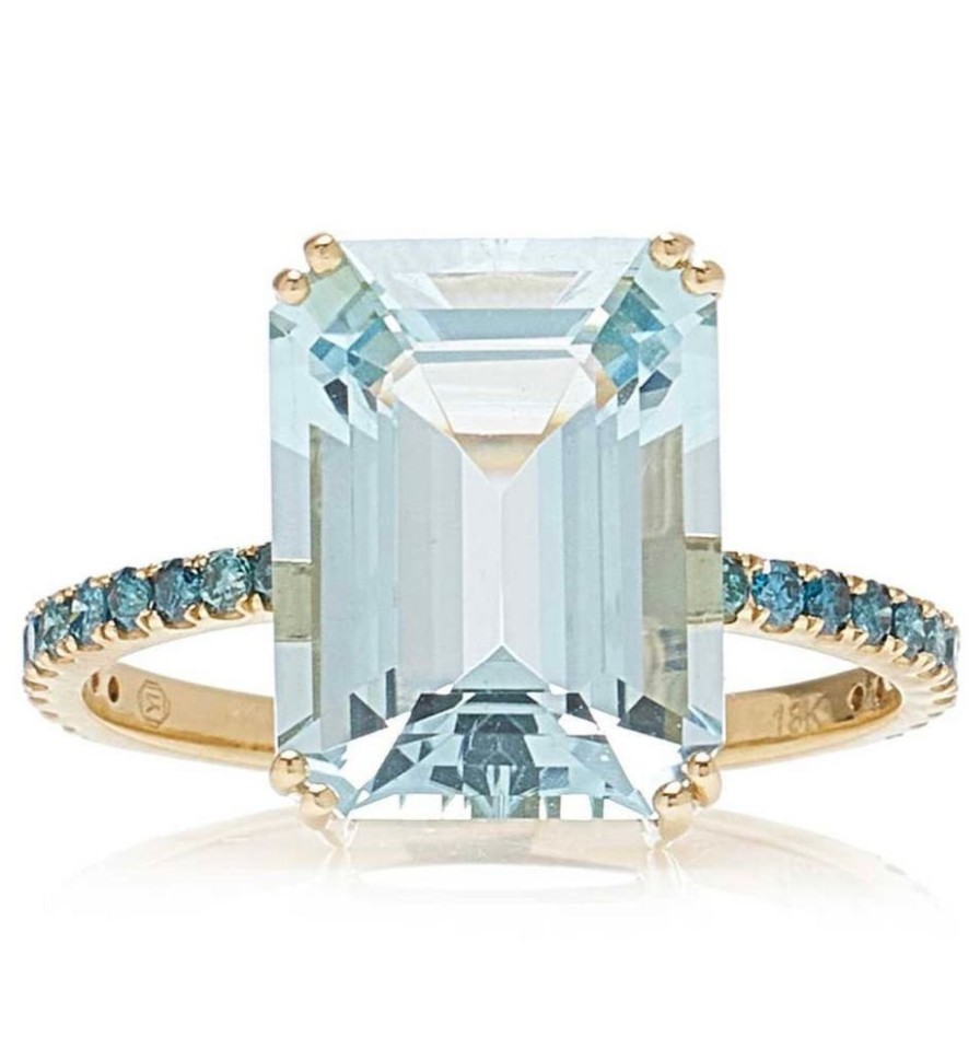 Jewelry YI Collection Something Bigger | Aquamarine & Blue Diamond Ring