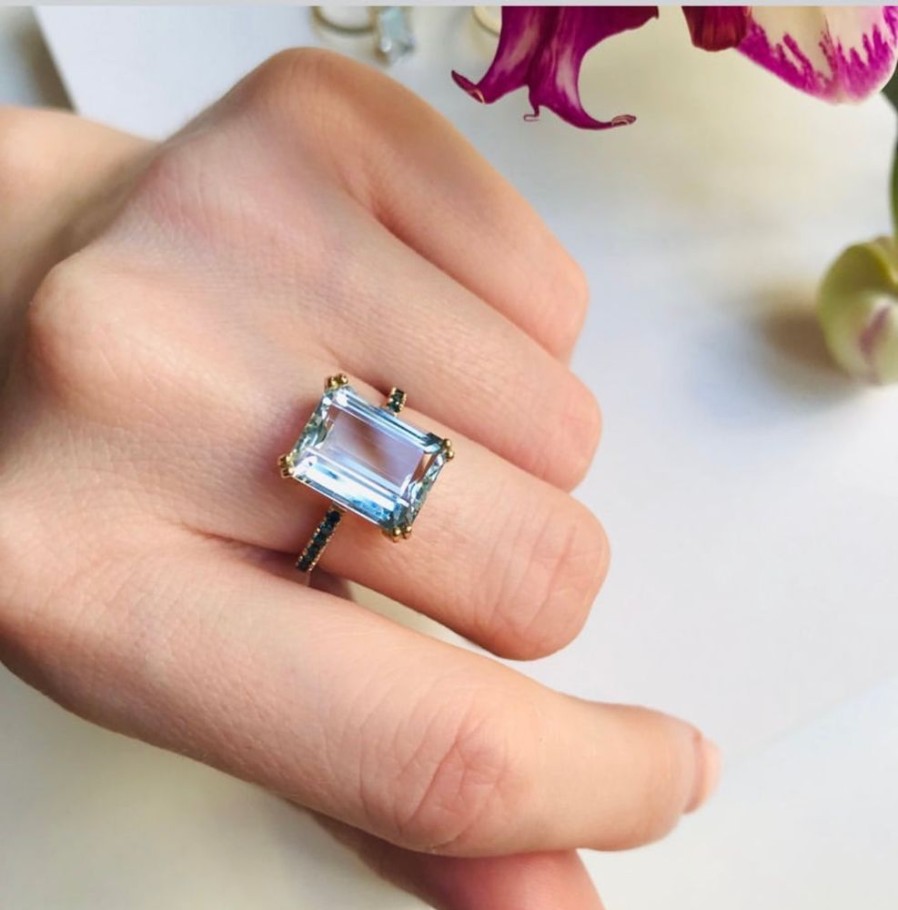 Jewelry YI Collection Something Bigger | Aquamarine & Blue Diamond Ring