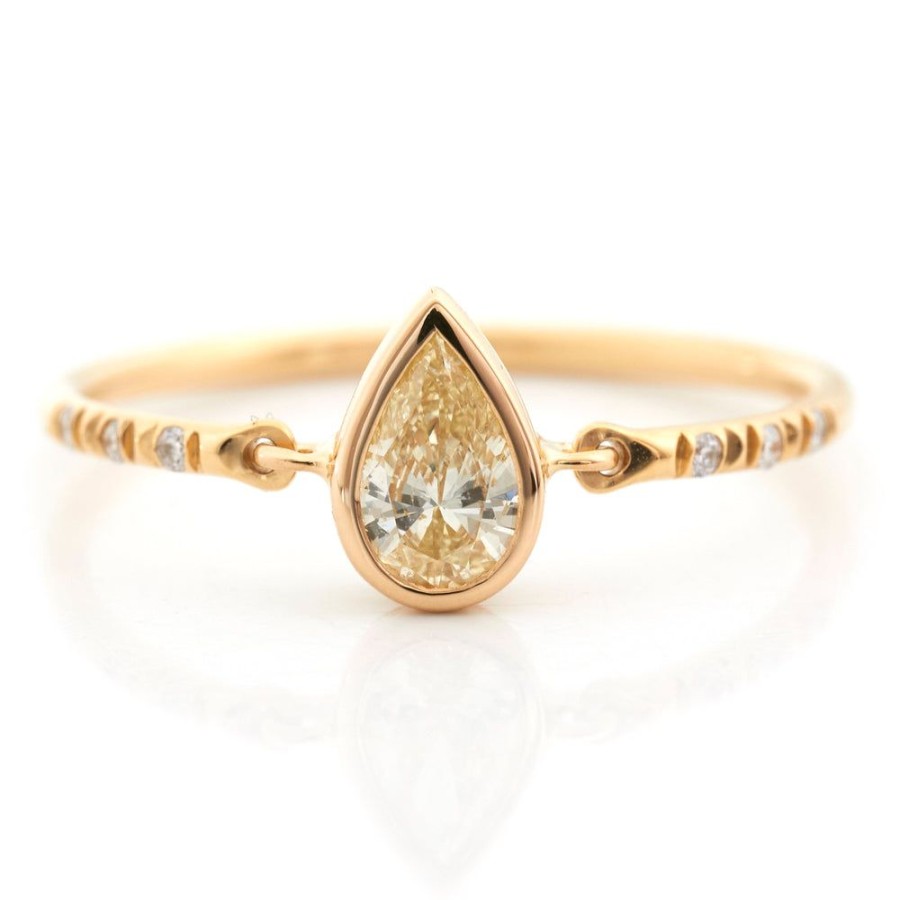 Jewelry YI Collection | Yellow Diamond Pear Petite Circle Ring