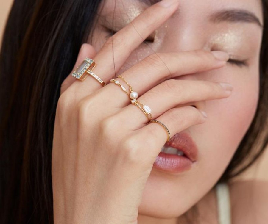 Jewelry YI Collection Single Gemstones | Yi Collection X Opening Ceremony June Pearl Ring: Silver With 14K Gold Plating