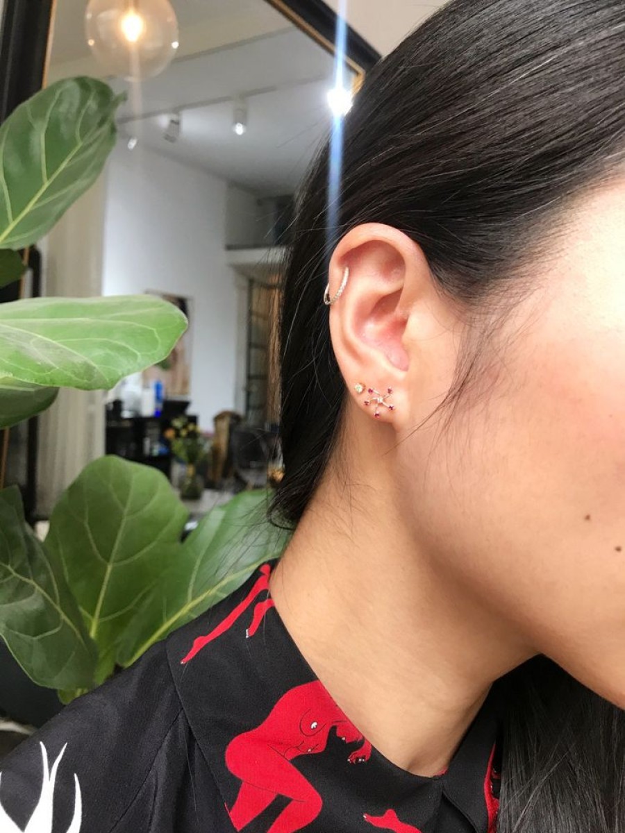 Jewelry YI Collection | Ruby & Diamond Fire Flower Earrings