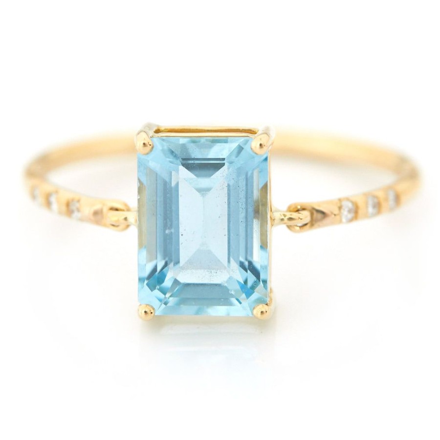 Jewelry YI Collection | Aquamarine Petite Diamond Circle Ring