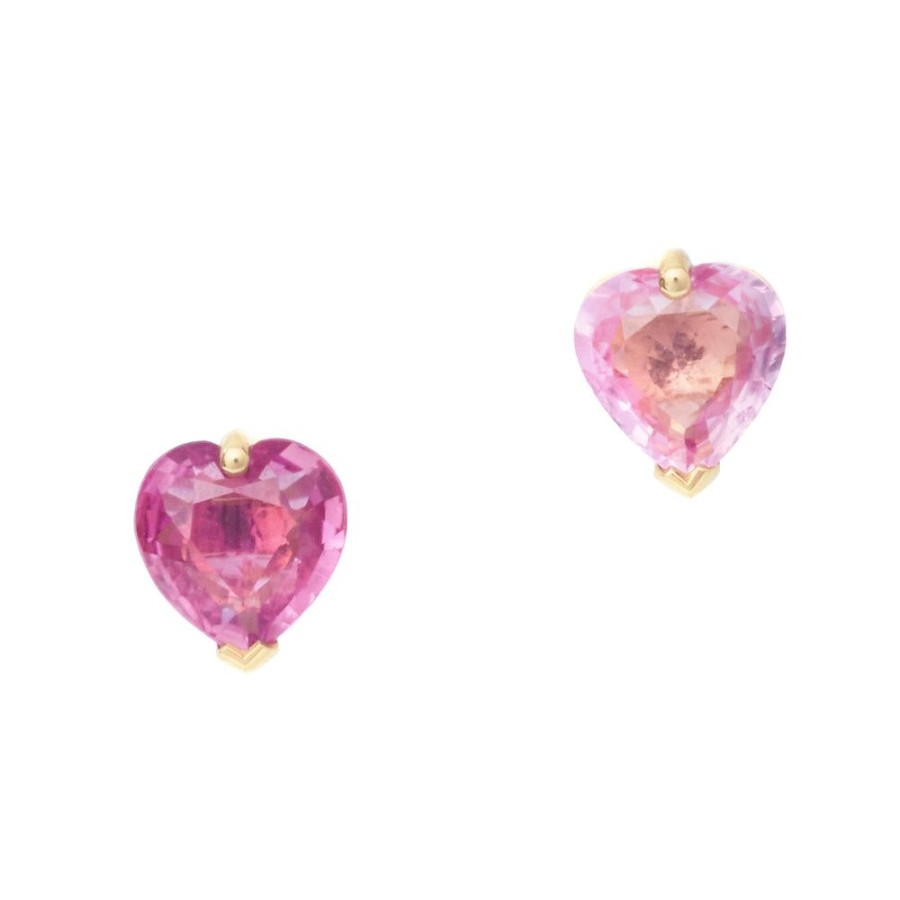 Jewelry YI Collection | Pink Sapphire Heart Earrings