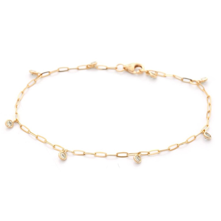 Jewelry YI Collection | Champagne Diamond Dot Paperclip Bracelet