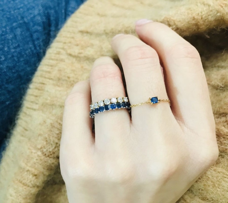 Jewelry YI Collection Single Gemstones | Royal Blue Sapphire Chain Ring