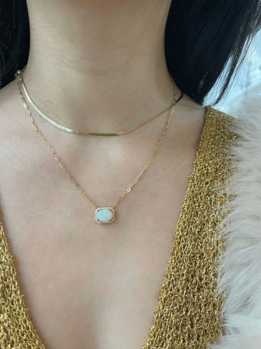 Jewelry YI Collection | Opal & Diamond Portrait Necklace